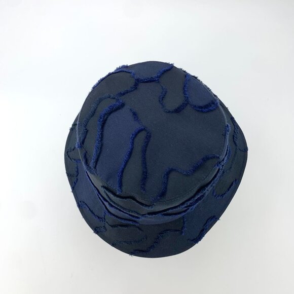 Christian Dior Navy Blue Floral Design Bucket Hat Lined With Logo Print